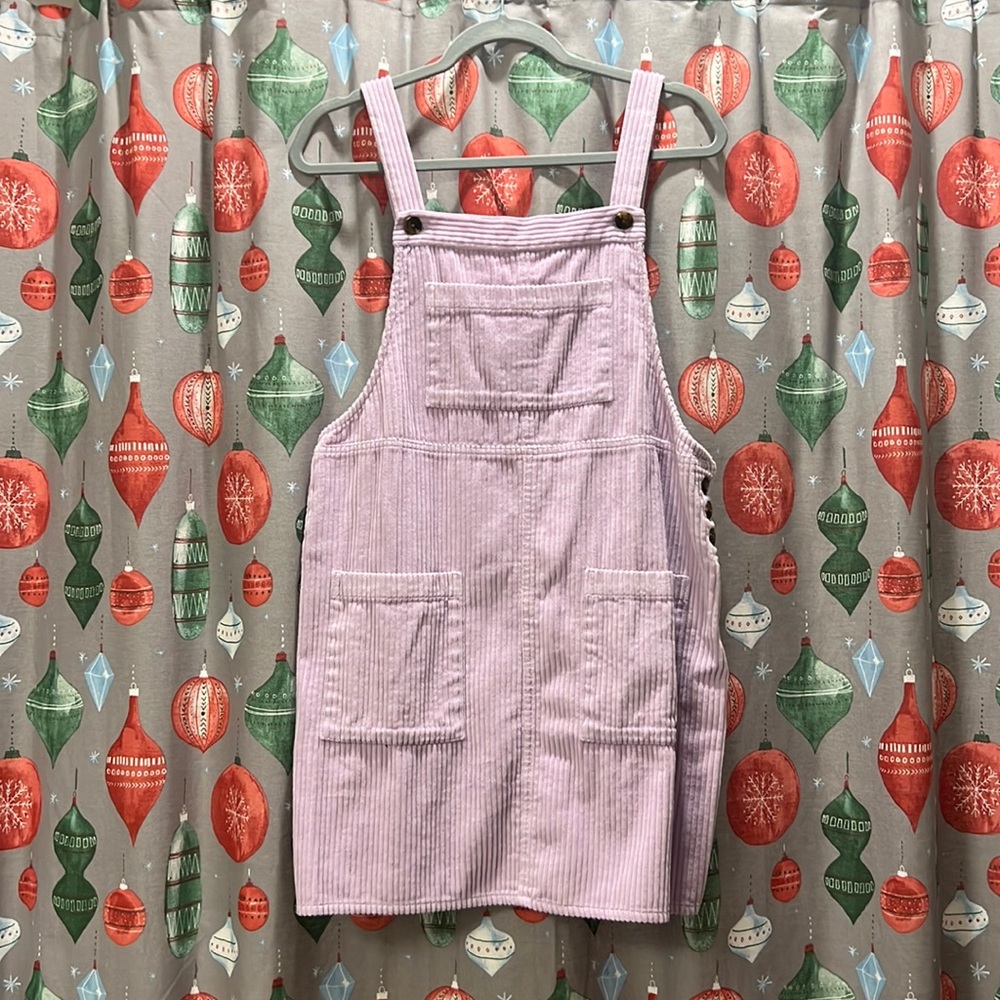 Velvet lilac purple overall dress